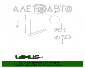 Emblema cu inscripția Lexus pe ușa portbagajului Lexus RX300 98-03