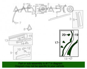 Panoul ușii din spate, interior, dreapta, pentru Lexus RX350 RX450h 10-15, fără garnitură, zgârieturi