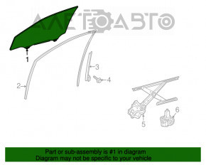 Geamul ușii din față dreapta a unui Lexus RX350 RX450h 10-15, triplex, nuanță verde