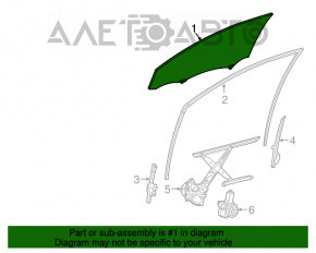 Стекло двери передней правой Toyota Camry v55 15-17 usa нет креплений, царапины