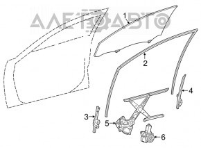 Geamul ușii din față dreapta a unui Toyota Camry v55 din 15-17 SUA are zgârieturi.