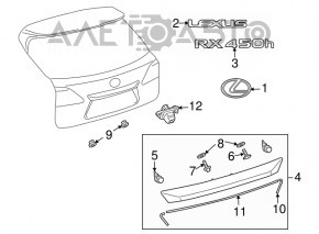 Emblema cu inscripția Lexus pe ușa portbagajului Lexus RX350 RX450h 10-15