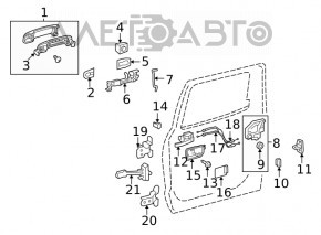 Buclele ușii din spate stânga jos Toyota Sequoia 08-16.