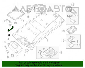 Ручка потолка задняя левая Infiniti JX35 QX60 13- серая, царапины