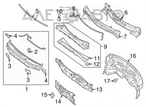 Grila stergatoarelor din plastic pentru Nissan Pathfinder 13-20 fara o gaura