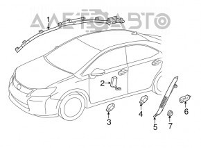 Perna de siguranță airbag, cortina laterală stânga Lexus Hs250h 10-12, cartuș ruginiu pentru airbag.