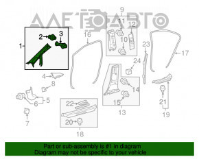 Capacul stâlpului frontal stâng Lexus Hs250h 10-12, material textil gri, pentru curățare chimică.