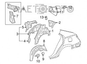 Aripa spate dreapta din material pentru Lexus Hs250h 10-12