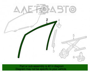 Garnitură de geam față dreapta pentru Lexus CT200h 11-17