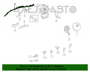 Perna de siguranță airbag, cortina laterală dreapta pentru Lexus CT200h 11-17, cartuș ruginiu pentru inflator.