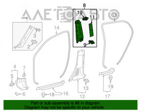 Capacul stâlpului central, curea superioară stânga Lexus CT200h 11-17 gri, zgârieturi