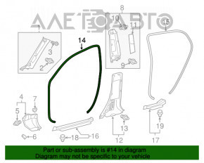 Garnitură de etanșare a cadrului ușii, dreapta față, Lexus CT200h 11-17