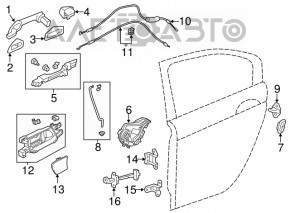 Buclele ușii din spate stânga superioară pentru Honda Insight 19-22.