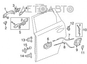 Buclele ușii din spate stânga superioară pentru Honda Accord 13-17.