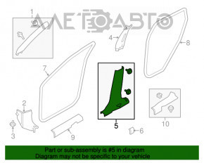 Capacul stâlpului central dreapta jos Nissan Rogue 14-20 negru.