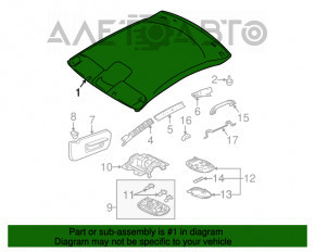 Обшивка потолка Mitsubishi Galant 04-12 серый