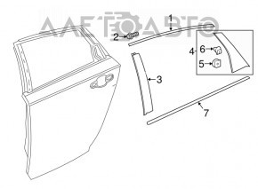 Moldură ușă-sticlă spate centrală dreapta Honda Accord 18-22