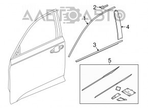 Ușă-sticlă turnare central față stânga Honda Accord 18-22 mat nou original OEM