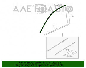 Moldura ușii față dreapta superioară Honda Accord 18-22 crom, curbată, 8/10