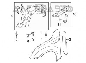 Aripa dreapta fata Kia Optima 11-15, neagra, EB, cu bare