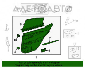 Capacul usii spate stanga pentru Lexus ES300h ES350 13-18, negru cu insertie neagra din piele, cotiera din piele, ornamente din lemn lucios