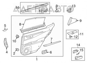 Capacul usii spate stanga pentru Lexus ES300h ES350 13-18, negru cu insertie neagra din piele, cotiera din piele, ornamente din lemn lucios