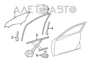 Geam ghid al ușii din față stânga pentru Lexus ES300h ES350 13-18 spate