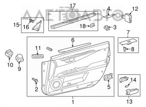 Panoul ușii față stânga pentru Lexus ES300h ES350 13-18, bej cu inserție neagră din piele, cotier din piele, ornamente din lemn