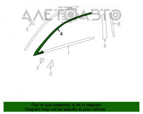 Moldura ușii din față dreapta superioară pentru Lexus ES300h ES350 13-18 crom, baston