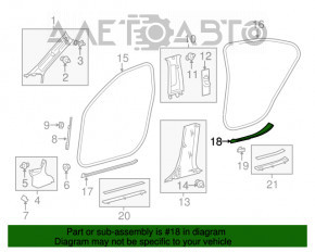 Накладка порога задняя правая внутр Lexus ES300h ES350 13-18 черная, потёрта