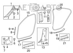 Capacul pragului din spate dreapta interior pentru Lexus ES300h ES350 13-18, negru.