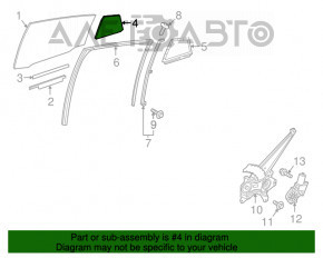 Стекло двери треугольник с уплотнителем заднее правое Toyota Prius 50 16-