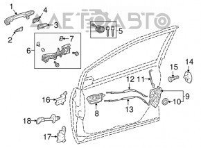 Механизм ручки двери передней правой Toyota Prius 50 16-