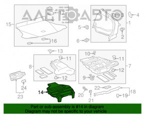 Capacul portbagajului din spate al Toyota Prius 50 16- fără roată de rezervă.