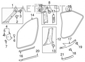 Capacul suportului frontal stânga superior Toyota Camry v70 18- gri.