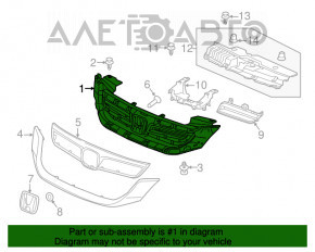 Grila radiatorului Honda Accord 13-15 asamblată hibrid