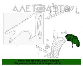 Подкрылок передний правый Infiniti G25 G35 G37 4d 06-14 задняя часть