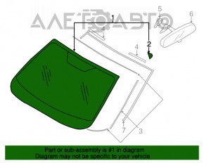 Parbrizul Subaru Forester 14-18 SJ are aer în partea de sus de-a lungul marginii, nisip, cioburi.