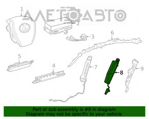 Airbag-ul pentru scaunul din spate dreapta al Toyota Camry v70 18- gri, trebuie curățat chimic.