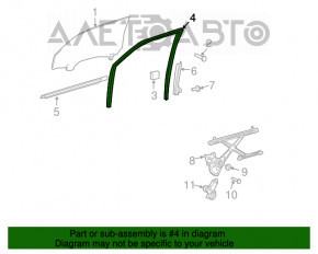 Garnitură de etanșare a geamului față stânga Toyota Sienna 04-10