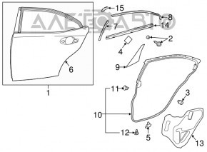 Уплотнитель двери задней левой Lexus IS 14-20
