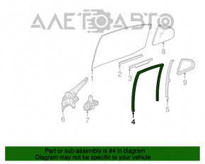 Уплотнитель стекла задний правый Lexus IS 14-20