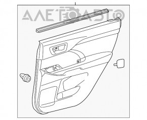 Обшивка двери карточка задняя левая Toyota Highlander 14-16 черн, со шторкой