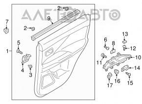 Capacul usii cardul spate stanga Mitsubishi Outlander 14-21 negru, uzat