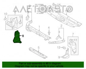 Deflectorul radiatorului dreapta Mitsubishi Outlander 14-20, inferior, indoit, 2.4, 3.0.