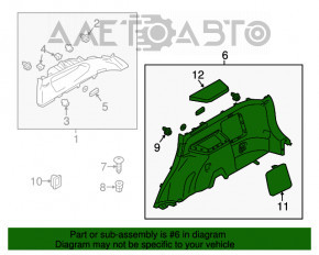 Capacul arcului stâng Mitsubishi Outlander 14-21 negru, zgârieturi, plastic decolorat, fără capace.