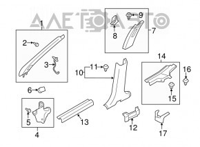 Capacul suportului frontal stânga superior Mitsubishi Outlander 14-15, plastic, bej