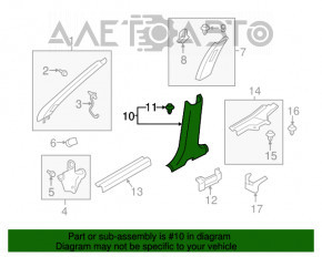 Capacul stâlpului central dreapta jos Mitsubishi Outlander 14-21 negru, fără capac, zgârieturi