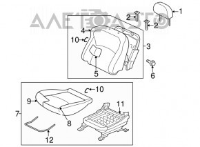 Пассажирское сидение Mitsubishi Outlander 16-21 рест, без airbag, механич, тряпка черн