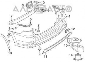 Capacul de bara spate inferior Mitsubishi Outlander 16-21 restilizat nou, neoriginal.